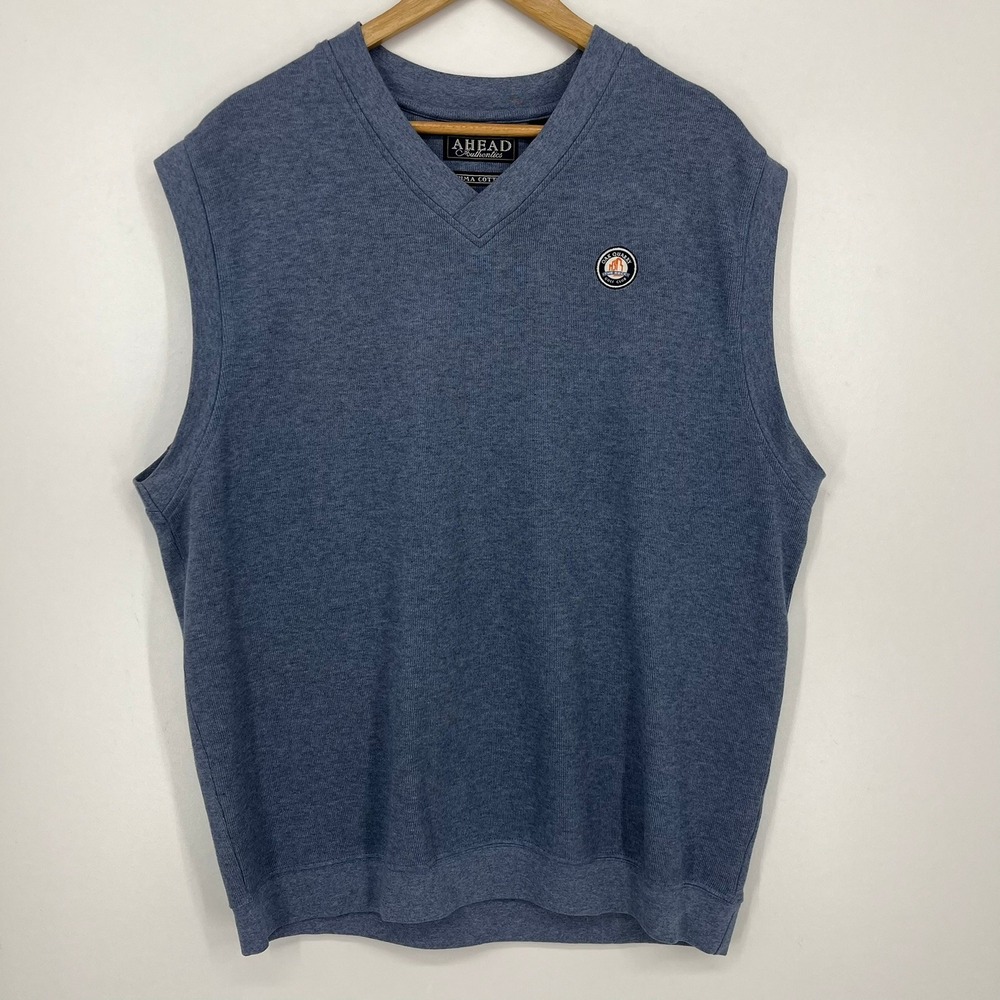Ahead Authentics Mens Blue Pima Cotton V-Neck Oak Quarry Golf Club Vest L